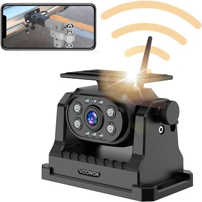 Wireless WiFi Solar Panel Battery Hitch Backup Camera Magnetic For iOS Android