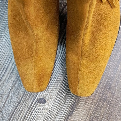 VTG Golden Tan Leather Suede Fringe Boots Boho Hippie Cowgirl Western 90s US 9.5 - Picture 8 of 12