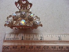 Goldtone Metal and Rhinestone Clip Hair 1.75" long
