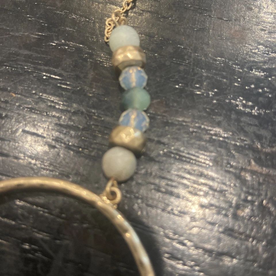 "Collar de moda tono dorado pedrería 17-20"" ajustable". Declaración Foto 3 de 4