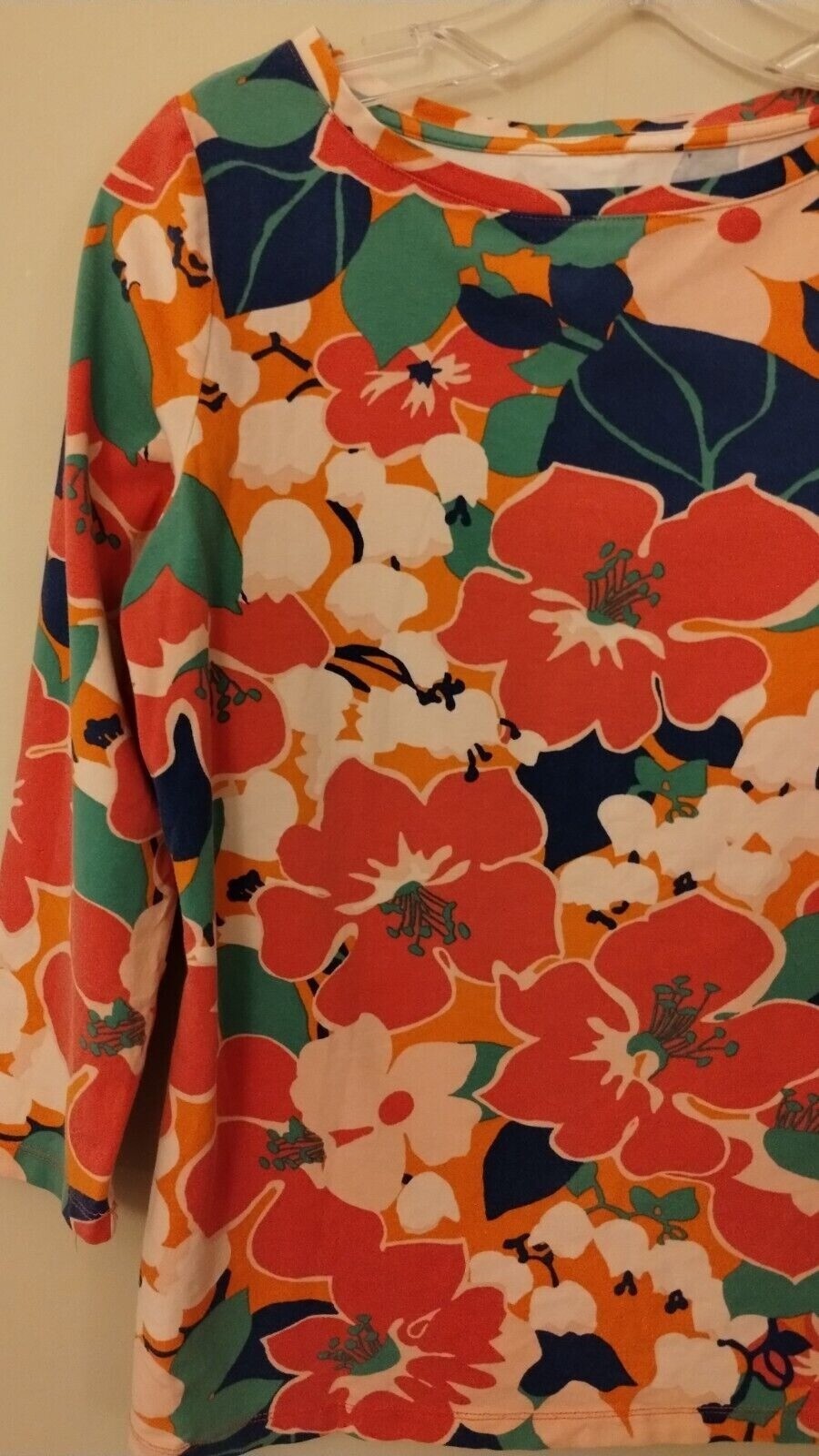 Talbots Small Flower Patterned  Pink Orange Pullo… - image 2