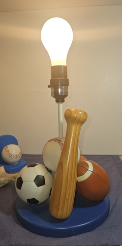 Four Sport Lamp with Baseball Book Ends Well Used - Picture 17 of 24