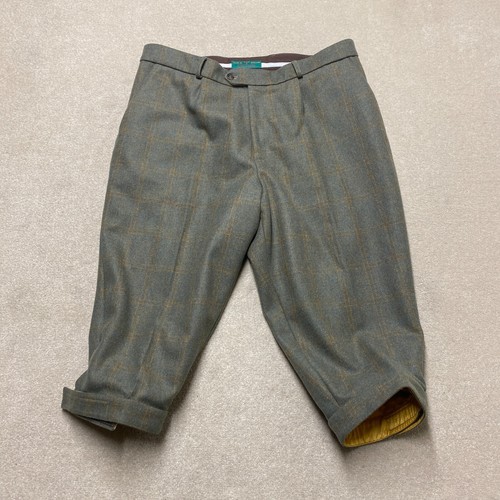 Chrysalis Tweed Hose W40 Herren grün Schießhose Wolle kariert 19" Bein kurz
