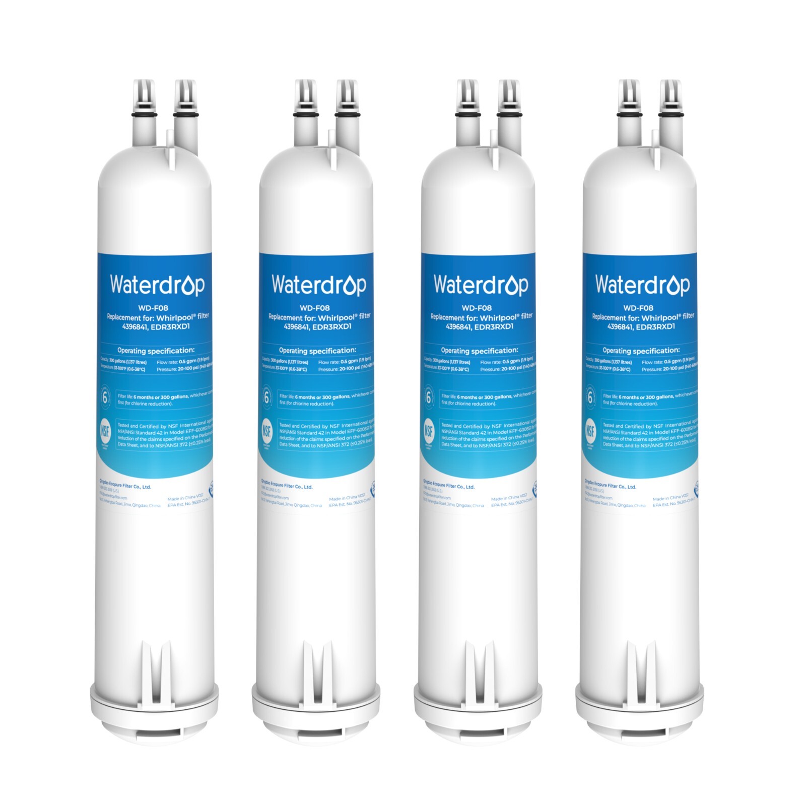 Waterdrop Refrigerator Filter, Replacement for Kenmore&reg; 46-9083, 46-9030, 4 Pack