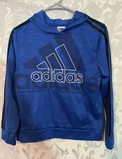 Adidas Sweater Youth Medium 10/12 Hoodie Athletic Blue White I94 Spell Out