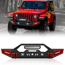 Front Bumper W/ Winch Plate For 18-2024 Jeep Wrangler JL JLU 2/4 Doors Off-road