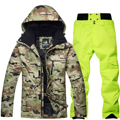 Waterproof Camo Mens Ski Suits Jacket Coat Ski Snow Pants Snowboard Snow Suit - Picture 36 of 45
