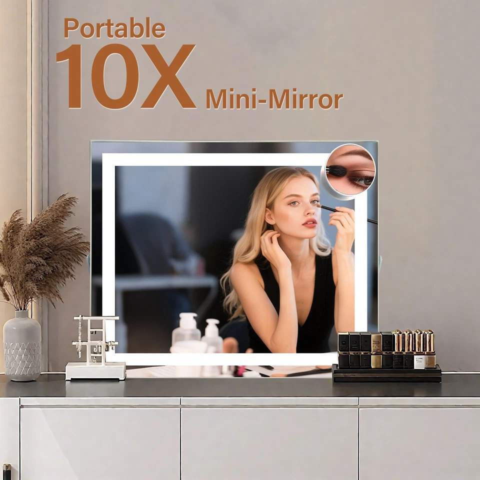 Espejo de Maquillaje Tocador Hollywood 20"x16" con Luces, USB, 10X Lupa Foto 4 de 4