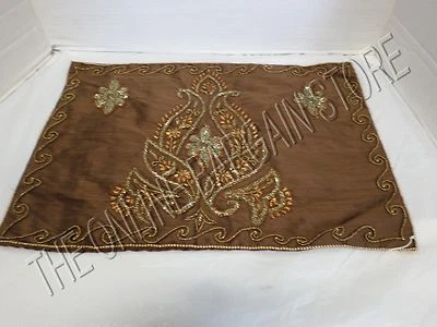 Frontgate Silk Beaded Bed Sofa Pillow cover Case Floral Elegant Luxury Lumbar - Image 1 of 2