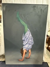 “Handstand” By Edward Wong-Lidga 1982 Signed And Dated. 72x49in 