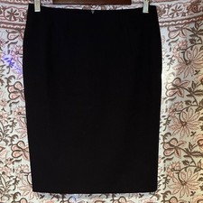 Gianfranco Ferr  Black Solid Wool/Viscose Twill Lined Pencil Skirt 26 Knee