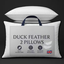 Duck Feather & Down Pillows Pillow Extra Filled Hotel Quality PACK OF 2