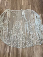 ANTIQUE LACE - CIRCA 1900, 101"TAMBOUR LACE SKIRT FLOUNCE