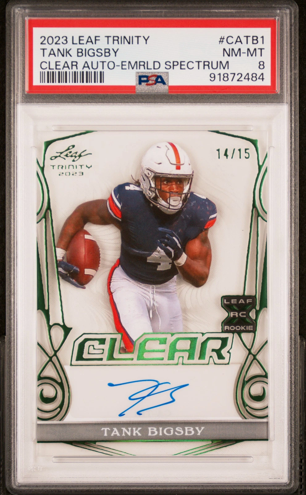 Tank Bigsby Leaf Trinity Clear Autographs #CATB1 Emerald Spectrum