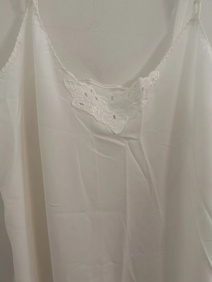 Vestido sin mangas vintage Vanity Fair para mujer 38 blanco de encaje camisón sin mangas Foto 2 de 4