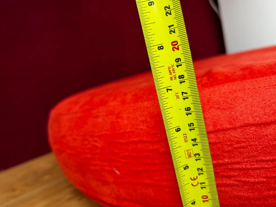 Vintage IKEA Virrig Balance Cushion Board Foot Stool Microsuede Red Round  - Image 3 of 4