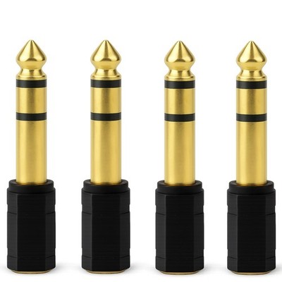 Brvlsoc 4-Pack 6.35mm (1/4'') Male to 3.5mm (1/8'') Female Audio Adapter Black