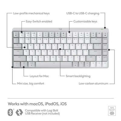 Logitech MX Mechanical Mini for macOS/iPadOS/iOS Wireless Illuminated Keyboard