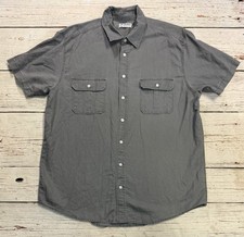 Old Navy Island Linen Blend Short Sleeve Button-Up Shirt Men  s Sz XL Gray