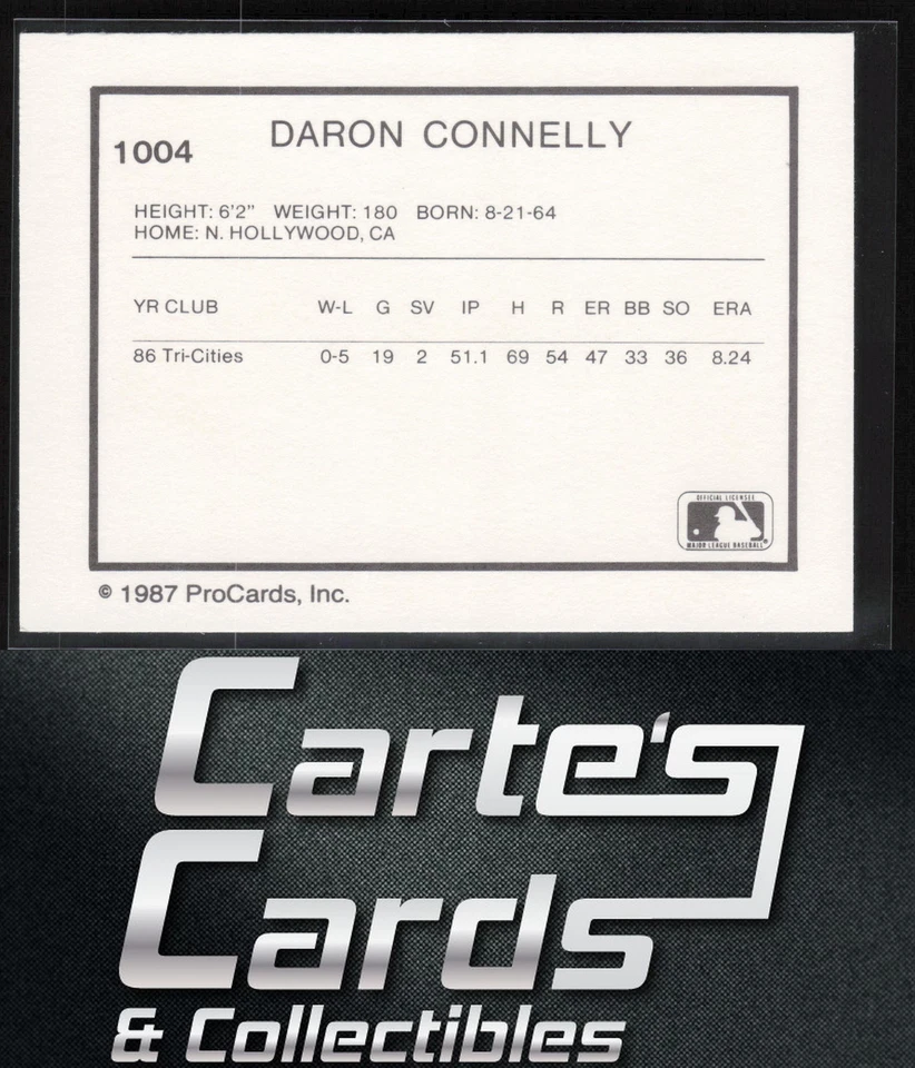 Daron Connelly 1987 ProCards #1004 Clinton Giants - Image 2 of 2