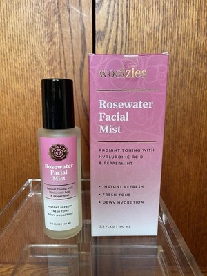 WOOLZIES Rosewater Toner Mist Hyaluronic Acid Peppermint Aloe Vera 3.3oz
