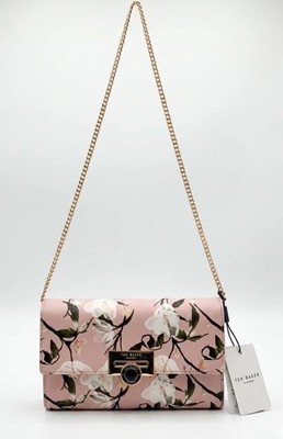 Ted Baker Pink & Gold Floral Parisa Crossbody Clutch Bag London Luxury NWT