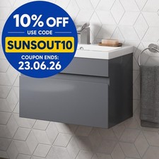 600mm Wall Hung Vanity Unit Basin Sink Bathroom Storage Cabinet Furniture Grey