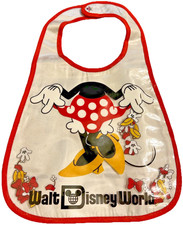 Walt Disney World Minnie Mouse Adjustable Boys Girls Children's Bib White USED