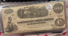 Confederate States of America  $100 BILL-October 2  1862-Very Fine Condition