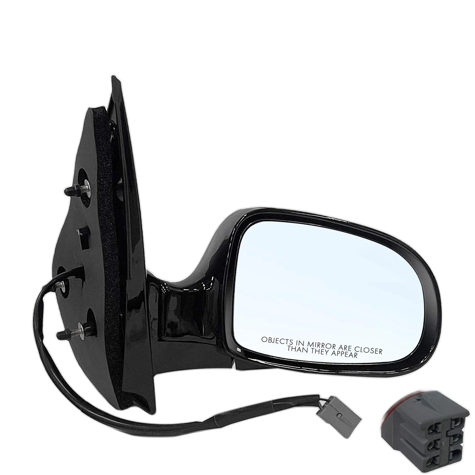 Passenger RH Side Black Smooth Power Heated Mirror for Ford Windstar 1999-2000