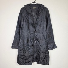 Vintage 90s Y2K Whimsigoth Black Damask Brocade Goth Jacket