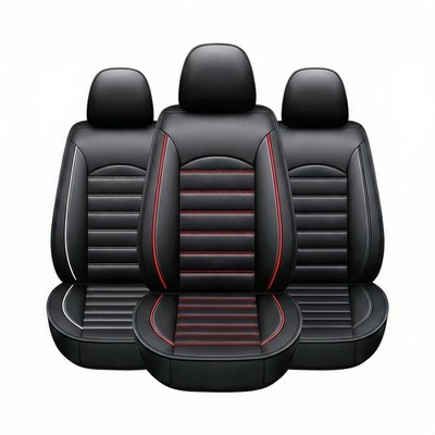 Premium PU Leather Car Seat Covers, 5-Seat, Full Set, Waterproof Stain Resistant