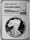 1996-P  $1  PROOF AMERICAN SILVER EAGLE (ASE/SAE) NGC PF69 UCAM  #8323448-064