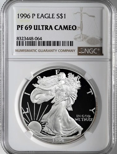 1996-P  $1  PROOF AMERICAN SILVER EAGLE (ASE/SAE) NGC PF69 UCAM  #8323448-064
