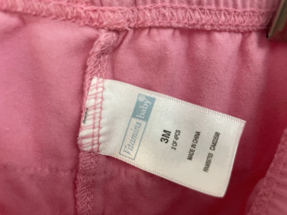 Vitaminas Bebés Niñas Volantes Espalda 100% Algodón Cintura Elástica Pull On Pantalones Rosa 3M Foto 2 de 4