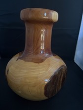Vintage Hand-Turned Cedar Wood Vase 9.5" - Rustic Decor - READ DESCRIPTION