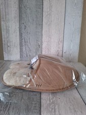 Jack Wills Womens Slippers Ladies Suede Fur Mule Slipper Shoes Tan Size 8 New