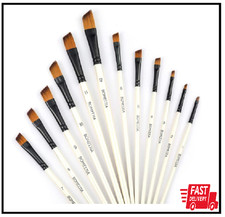 Angular Paint Brushes Nylon Hair Angled Watercolor Pait Brush Set for Acrylics W