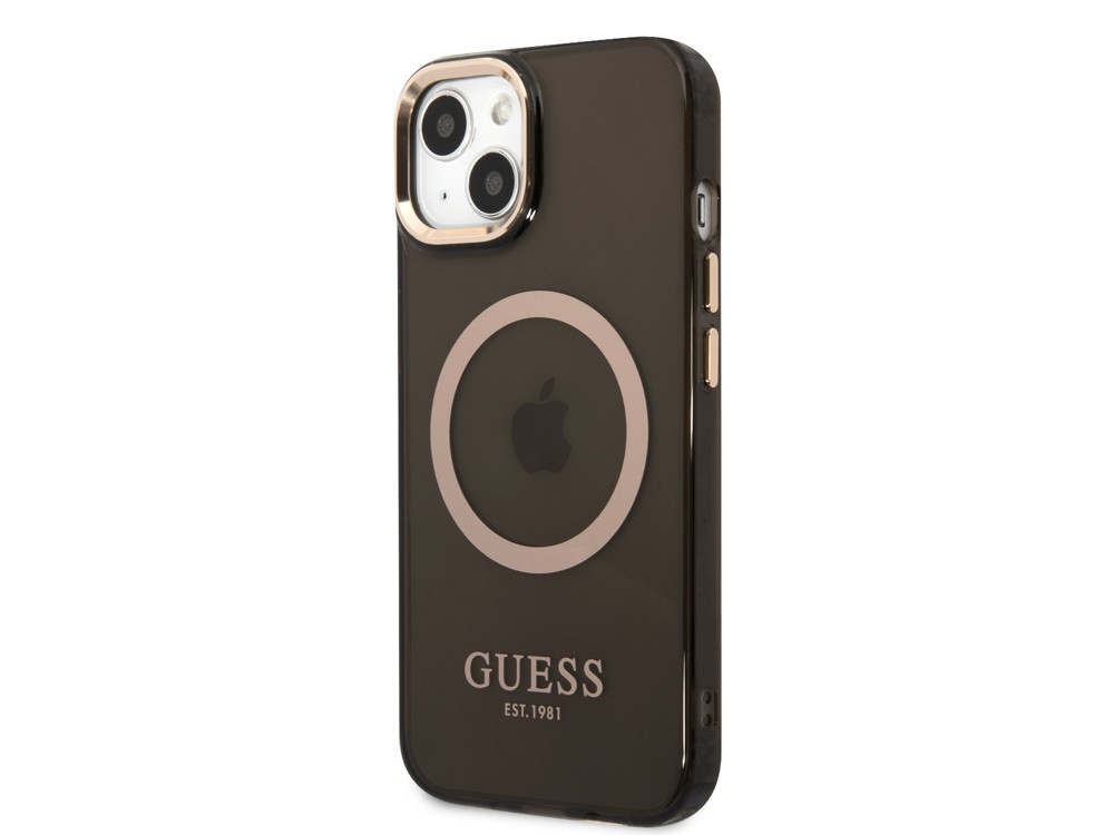 Coque Guess iPhone 14 Plus TPU flexible avec contour doré chic