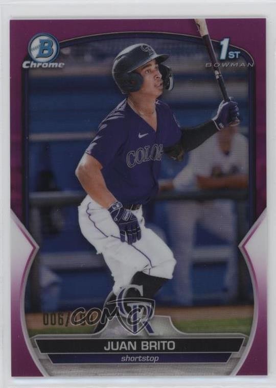 2023 Bowman Chrome Prospects Fuchsia Refractor 6/199 Juan Brito #BCP-77 0c6