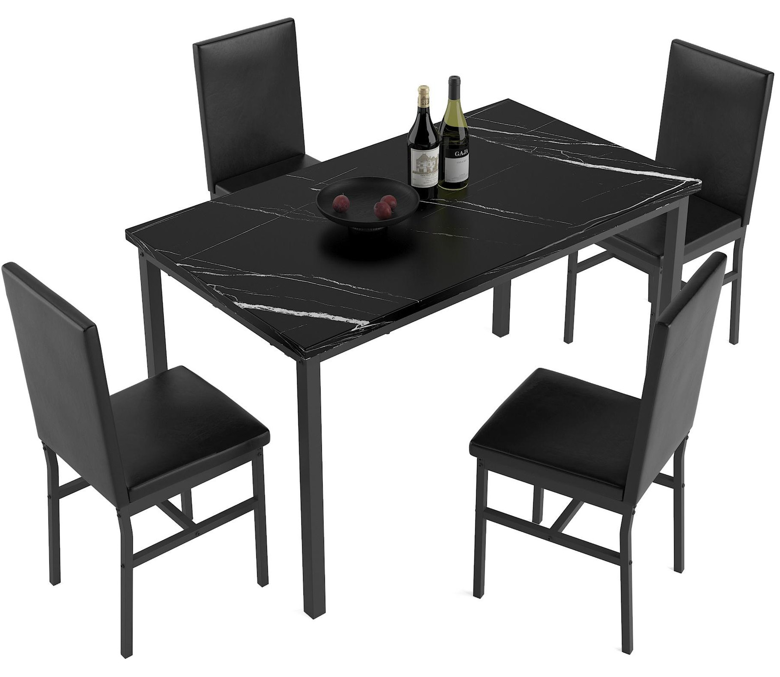 Juego de Comedor 4 Sillas y Mesa Moderno Elegante Faux Marble Top Kitchen Table