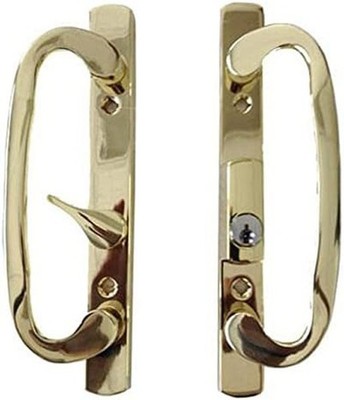 Sliding Glass Patio Door Handle Set, Mortise Type, B-Position, Keyed, Brass