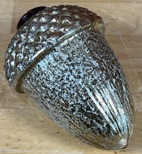Vintage Kugel Style Mercury Glass Gold 5.25  Acorn Non-Hanging Ornament Decor