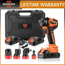 21V Cordless Impact Wrench 1/2 Inch Brushless High Torque Gun 2 Battery LED