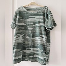 Kids sz7 Camo TShirt Green Short Sleeve Crew Neck Casual Top Military Basics