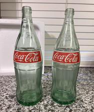 12” Tall Vintage Coca-Cola 32 oz Glass Bottles Pair