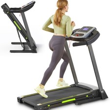 3.5HP Folding Treadmill With Handle 4% Incline Home Fitness Running Machine LED