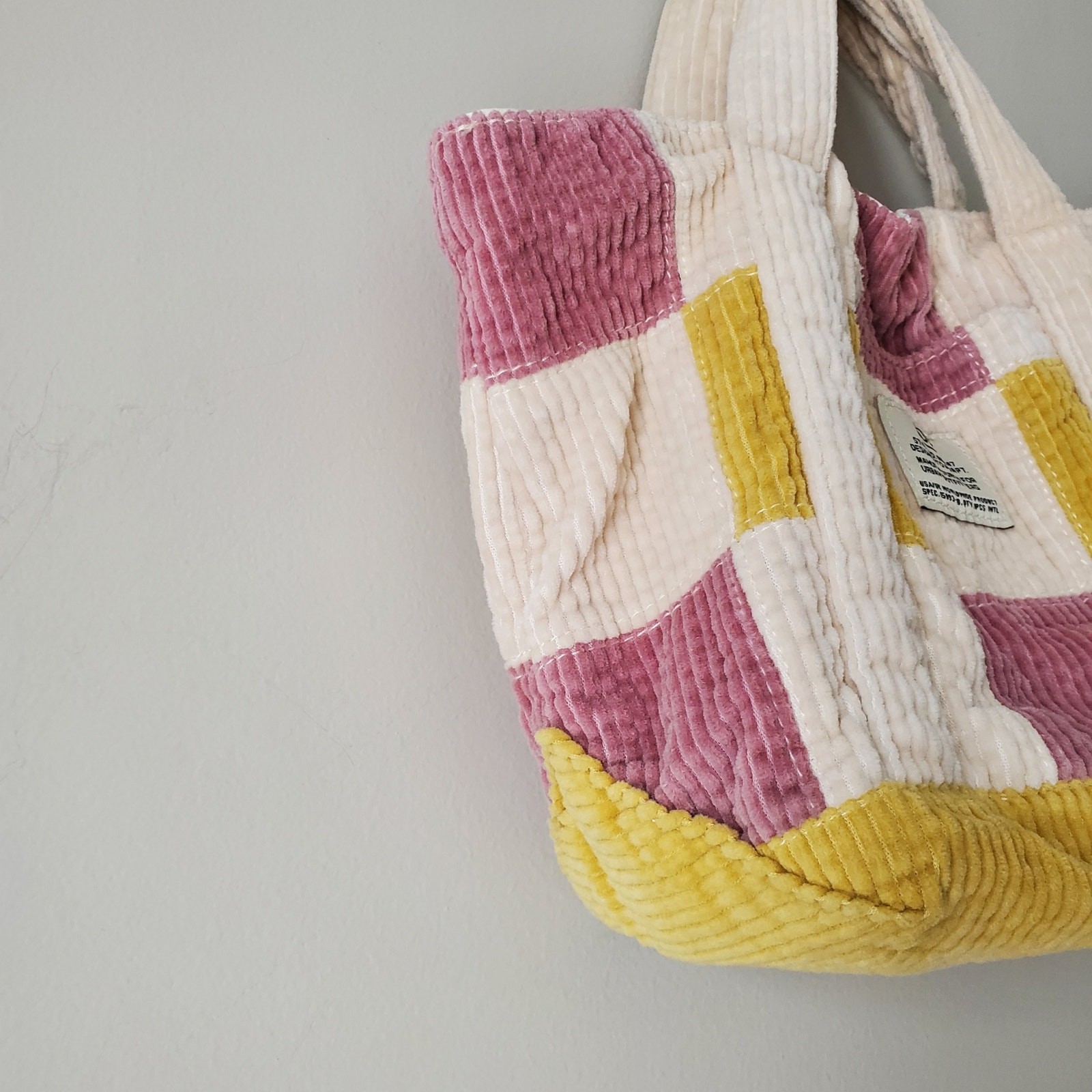 BDG Yellow Pink Cream Patchwork Mini Corduroy Tot… - image 4