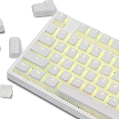 White Pudding Keycaps Set Backlit PBT Doubleshot OEM for MX Mechanical Keys