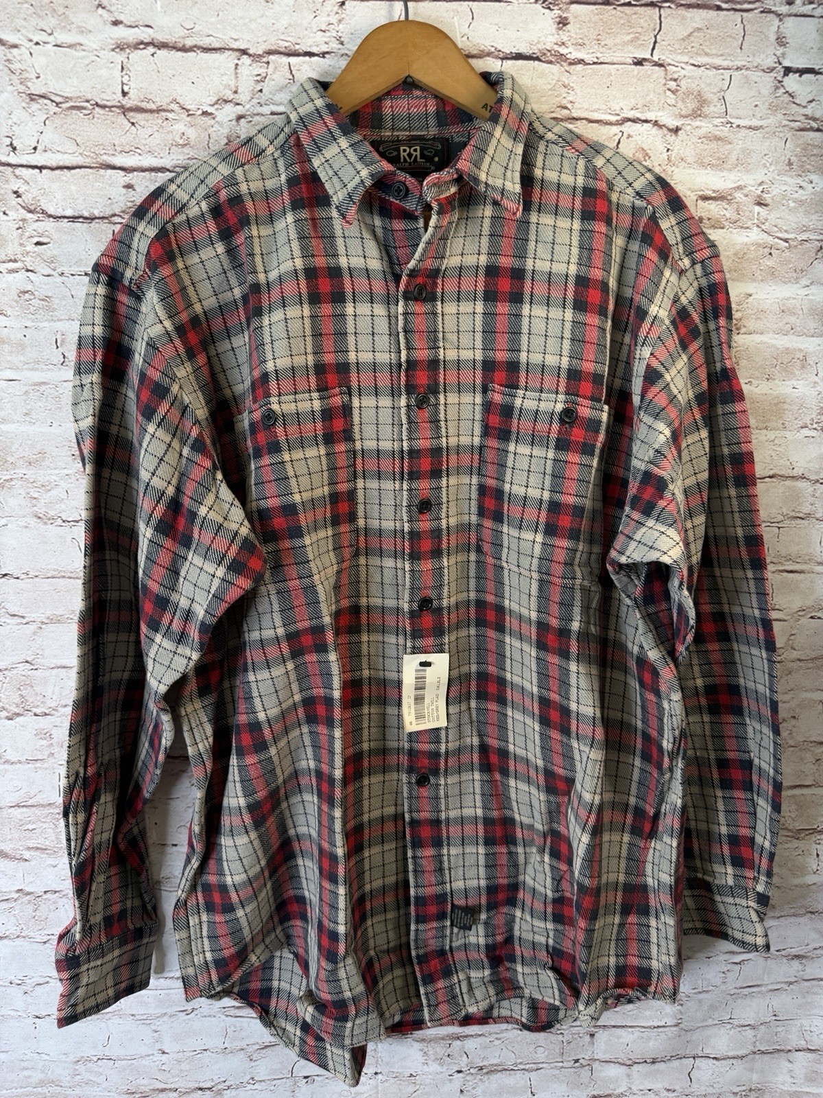 Vintage Ralph Lauren Double RL RRL Heavyweight Plaid Flannel Shirt RARE NWT L